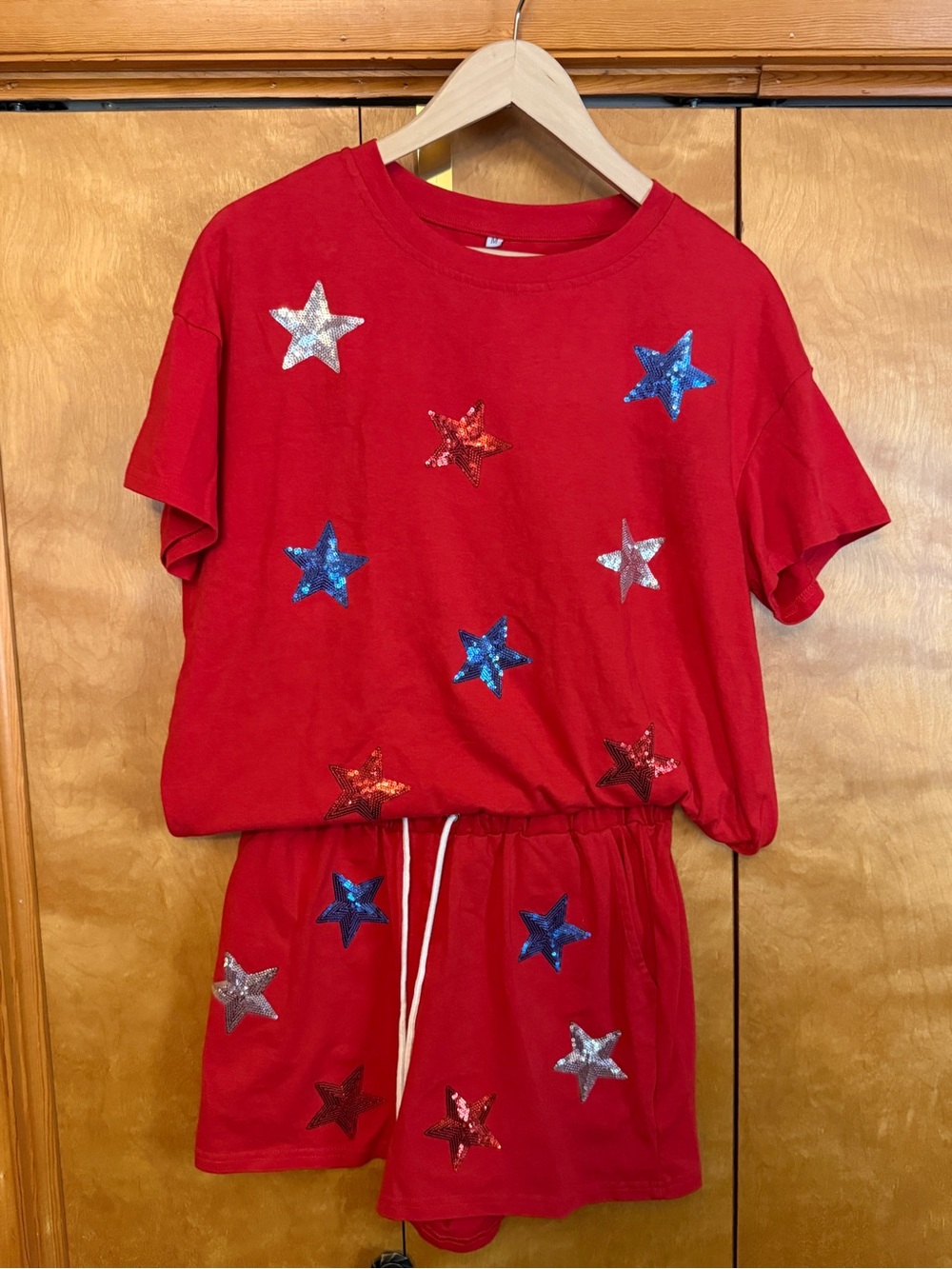 Short Set with Sequin Stars Women Size Medium